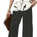 2 Piece Sets for Women Sleeveless Leaf Graphics Vest Top and Solid Color Wide Leg Long Pants Travel Outfits Lounge Set (XXL)