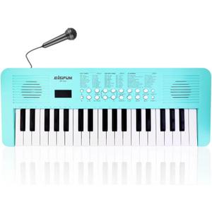 Kids Keyboard Musical Toys, 37 Key Portable Electronic Piano with Microphone, Beginner's Keyboard Gift for 3-8 Year Old Girls & Boys (Blue)