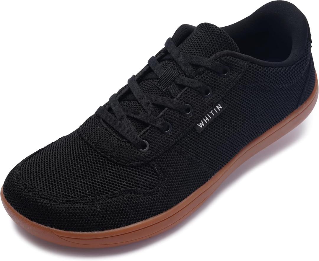 WHITIN Men's Wide Toe Box Barefoot Sneakers + Breathable Knit Walking Shoes