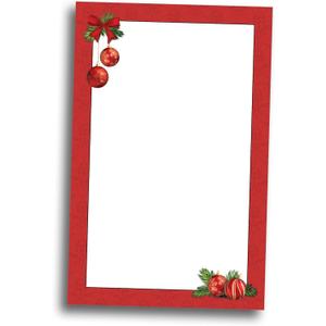 Red Bulbs Christmas Stationery Memo Paper - 80 Sheets of Half Sized (5 1/2" x 8 1/2") Christmas Letterhead for Winter & Holiday Events