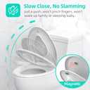 Elongated Toilet Seat Adult/Child,Built-In Potty Training Seat, Soft Quiet Close Non-Slip Seat, Easy to Install & Clean,Magnetic Kids Seat and Cover for Elongated Oval Toilets,White