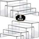 Aheroi Large Acrylic Risers, 8 Pcs 2 Set(7”L~8”L~9”L) Acrylic Display Set Rectangular Stands Shelf Clear Display Risers for Decor, Cake Shelves Retail Shoe Showcase