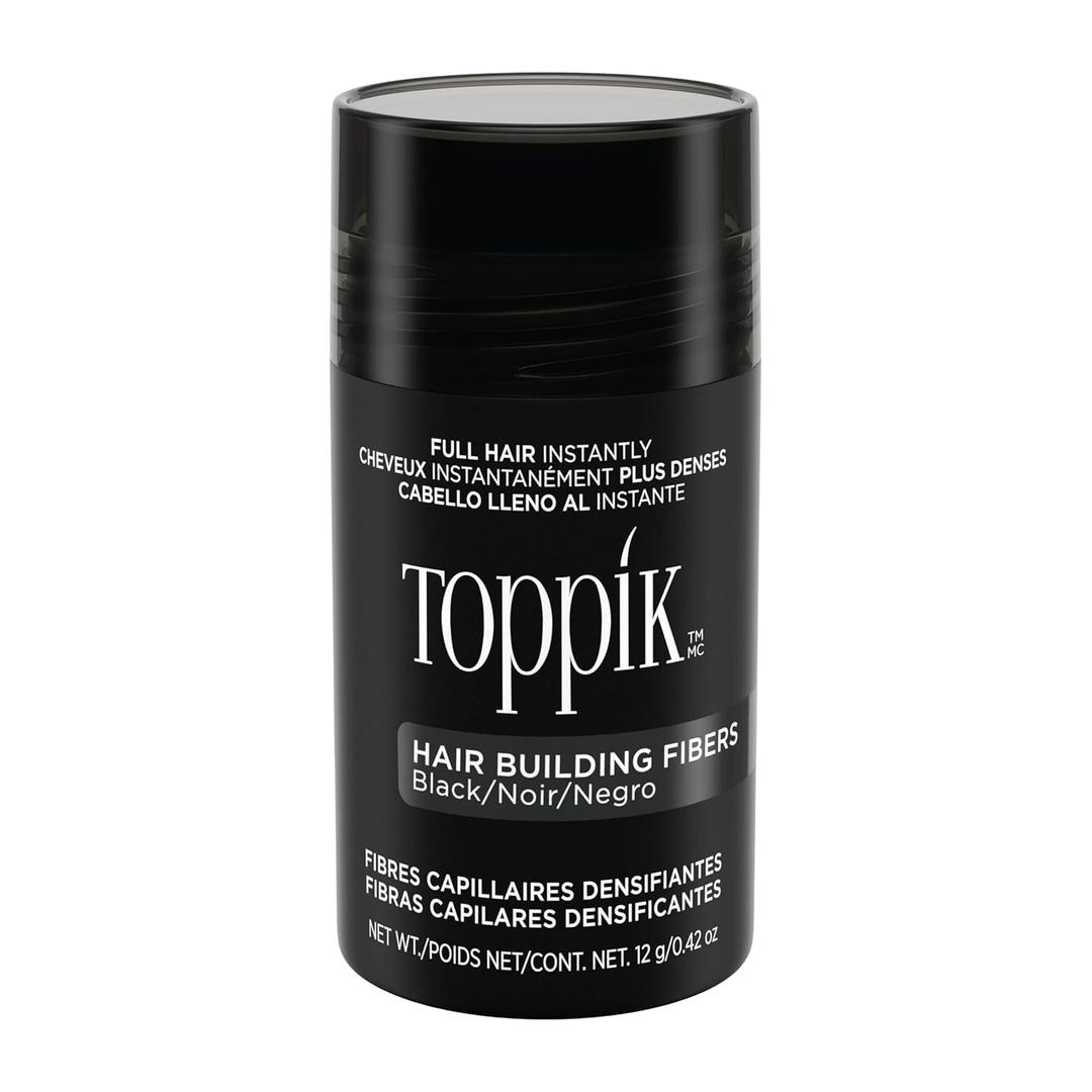 Toppik Hair Building Fibers, Black, 12g Fill In Fine or Thinning Hair, Instantly Thicker, Fuller Looking, 9 Shades for Men & Women, Keratin Protein Formula