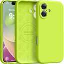 Ktele Magnetic for iPhone 16 Case [Compatible with Magsafe] [Premium Silicone Satin-Smooth Touch] Slim Shockproof Anti-Scratch Microfiber Lining Case, 6.1 inch, Fluorescent Green