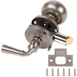 Hicarer 1 Pcs Solid Brass Storm Door Latch Storm Screen Door Latch Screen Doors Handle Storms Handle Replacement Lock Screens Hardware (Satin Nickel)