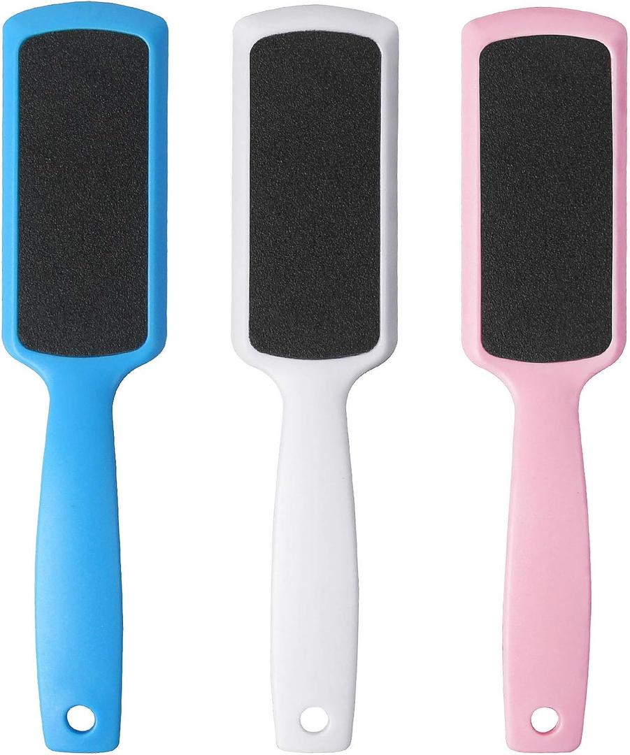 Fu Store Pedicure Foot Files Callus Remover with Double Sided Feet Rasp for Dead Skin Professional Scrubber for Feet (3 Pack) (Blue, White, Pink)