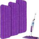 16.5 inch Mop Pads Refills, 3 Pack Microfiber Reusable Replacement Mop Pads Flat Replacements Heads for Wet Or Dry Floor Cleaning and Scrubbing, Purple Cloth (16" purple 3)