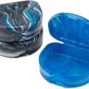 Practicon Marble Retainer Cases, Orthodontic Aligner Case, Mouth Guard Holder (3 Pack) (Midnight)
