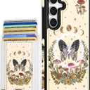 Shorogyt for Samsung Galaxy S25 Cute Kawaii Leather Phone Case - Compatible with Magsafe Wallet Magnetic Credit Card Holder Fashion Butterfly Design Phone Cover for Women Girls, Fits 7 Cards