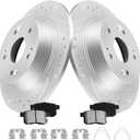MOTOREVO Rear Geomet Coated Brake Rotors Kit for Accord 2008-2017 High-Carbon Alloy Drilled and Slotted Automotive Performance Back Brake Discs(281.7mm 11.1in) with Ceramic Brake Pads Universal Fit