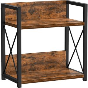 Giikin Kitchen Countertop Organizer, 2 Tier Spice Rack Organizer for Pantry, Kitchen Counter Shelf Wood Coffee Station Organizer (Brown, M)