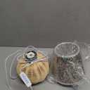 Vintage Small Wicker Lamp, Rattan Body Fabric Lampshade, Adjustable Light Color and Brightness with Power-Off Memory, Safe USB Powered, Retro Night Light for Bedroom Living Room (Sphere-Floral)