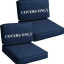 Patio Cushion Covers Replacement Outdoor Seat Cushions Cover for Patio Furniture, 4Pcs Deep Seat Bottom and Back Cushion Cover Set for Chair, Sofa and Couch, 28x28x6, 28x13x6, Blue