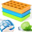 Ice Cube Tray, 3 Pack Silicone Ice Tray Easy-Release Flexible 15 Ice Cube Molds, Stackable Ice Trays for Freezer, Ice Cube Size 1.2 IN for Cocktail, Whiskey, Juice, Baby Food, BPA Free