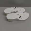 MALIDA Womens Wedge Arch Support Flip Flops Cushion Soft Rubber Midsole Platform Thong Sandals with Rubber Sole (7, White)