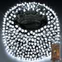 KNONEW 403FT 1000 LED Christmas Lights Outdoor String Light 8 Modes & Timer Fairy Lighting Plug in Waterproof for Xmas Yard Tree Wedding Party Holiday Decorations (Cool White) (403FT 1000 LED Dark Green Wire)