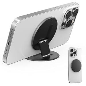 KERZEAT Two-Sided Magnetic Phone Ring Holder for MagSafe, Magnetic Cell Phone Grip Stand Finger Ring Kickstand Compatible with iPhone / 17/ 16/ 15/ 14/ 13/ 12Pro Max Accessories (Black Metal)