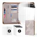 Sbrinnaliao Padfolio Portfolio Folder Binder-Organizer Planner Notebook Zippered Portfolio Padfolio for Women & Men with Document Sleeve,Letter/A4 Size Clipboard,Business Card Holders (Brown Leaf)