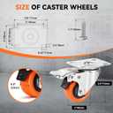 WBD 2" Plate Caster Wheels Set of 8, Heavy Duty Casters with Brake, 1200 Lbs, Safety Dual Locking, Industrial Swivel Top Plate Casters Wheels for Furniture, Carts (Screws and Screwdriver)
