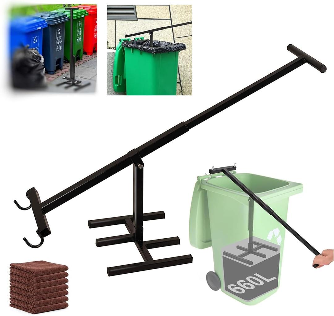 Manual trash compactor,Wastemate Bin Touchless Portable Wheelie Manual with Adjustable ortable Waste Recycling Hand Tool Handle Bin Iron Compacting Compactor for 120-660L Wheelie Bins