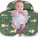 Nursing Pillow for Breastfeeding, Animal Patterns Removable Cotton Cover, Support for Mom and Baby, Plus Size Ergonomic Design Breastfeeding Pillows, Machine Washable, Green
