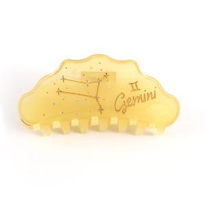 Gemini Constellation Hair Claw with Rhinestones and Pearls, Yellow Personalized Acetate Hair Clip for Women Gift 1 Piece