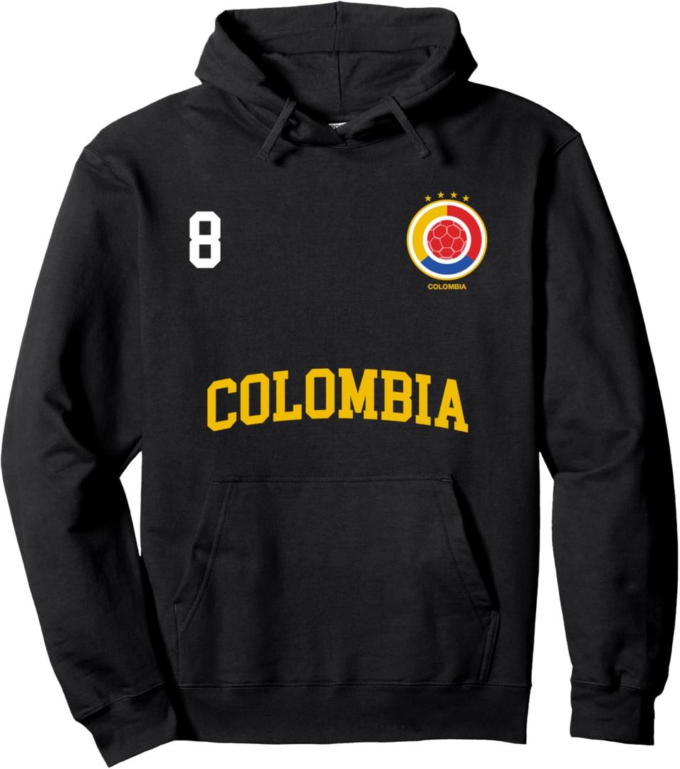 Colombia Soccer Hoodie No. 8 Colombian Flag Camiseta Futbol S