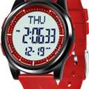 Beeasy Digital Watch for Men Women, 50M Waterproof, Ultra-Thin & Lightweight, 44mm Silicone Sports Watch with Alarm, Stopwatch, Countdown, Ideal for Gym, Running, School, Daily Wear