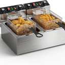 Commercial Electric Deep Fryer, Dual Tank 3400W Electric Fryer with Basket