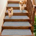 9x30 Inch Stair Treads for Wooden Steps Indoor(15-Pack) Non Slip Adhesive Peel and Stick Carpet Stair Treads, Washable & Reusable Stair Runner Rugs for Kids Elders and Pets-Grey