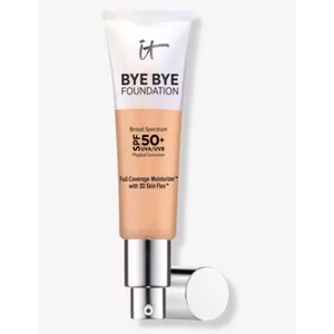 IT Cosmetics CC+ Cream with SPF 50+ Natural Finish Full Coverage Foundation (Light Medium - 1.08 fl oz) & Bye Bye Undereye Concealer Anti-Aging Makeup (25.0 Medium Natural - 0.4 fl oz)