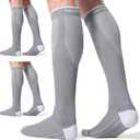 CelerSport 3 Pairs Compression Socks for Men and Women 20-30 mmHg Running Support Socks (XX-Large, Grey (3 Pack))