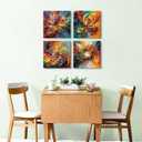 Colorful Abstract Wall Art Multi Color Graffiti Canvas Pictures Bedroom Wall Decor Watercolor Fantasy Splash Liquid Prints Painting Contemporary Artwork Kitchen Living Room Home Decoration 12x12" 4Pcs