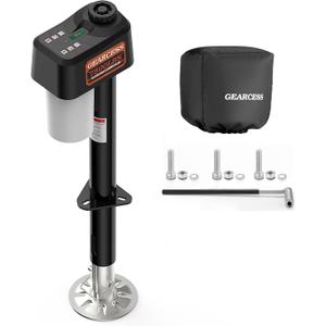 Electric Trailer Jack 7500LBS, 12V Heavy Duty RV Tongue Jack, IP65 Waterproof A-Frame Jack, 10.2433.46" Lift, LED Light & Bubble Level & Cover