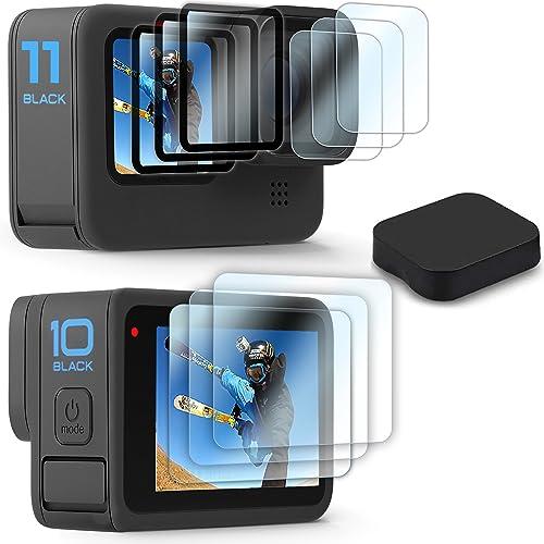 FiTSTILL Screen Protector[9 PCS] for Go Pro Hero 12/11/10/9 Black,Ultra Clear Tempered Glass Back Screen Protector + Tempered Glass Lens Protector + Front Screen Protector - 3 Packs + Lens Cover