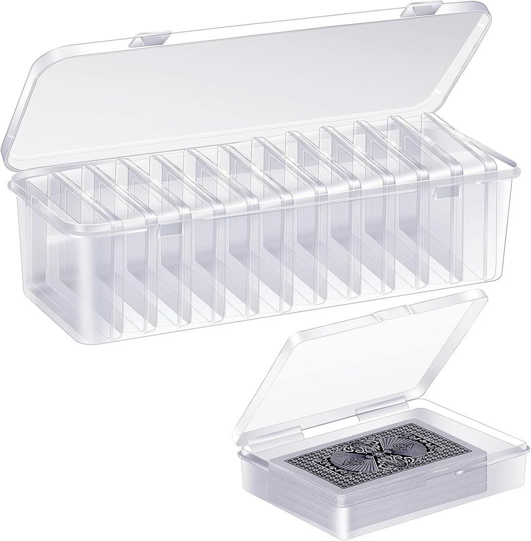 12 Pcs Playing Card Box, Clear Trading Card Storage Organizer 3.86 x 2.91 x 0.94 Inch Plastic Card Deck Case Snap Closed Holder Storage Organizer for Gaming Cards, Business Card Storage (12)