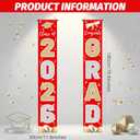 2 x 2026 Graduation Banner Congrats Grad Red - Class of 2026 Porch Sign for Party, Porch Banner Outdoor Graduation Decorations