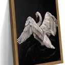 Framed Black and White Swan Wall Art Vintage Aesthetics Art Retro Picture Print with Wood Frame Dark Academia Moody Painting Wall Decor for Bedroom Livingroom 16x12 Inch