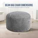 Hobestluk 3ft Bean Bag Chairs for Adults Large Beanbag Chair with Stripe Plush Cover Big Bean Bag Chair for Living Room Bedroom Dorm Office - Grey (36 x 36 x 22)