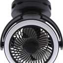Rechargeable RV Cooling Fan Light, 4-Speed Portable Desk Fan, Dia: 5.5inch, Rotatable Clip-On & Wall-Mount Fan for Home Office RV Travel, 5000mAh Battery