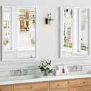 Syndra White Wood Frame Bathroom Mirror, 24''x36'' Modern Vanity Mirror for Wall, Waterproof Slim Deep Frame, Rectangular HD Tempered Glass Mirror for Living Room, Bedroom, Entryway, Rustic, Farmhouse