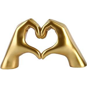 Hand Gesture Statues-Heart Shape Finger Statues Gold Home Decor Modern Style Figurine Decorative Ornaments for Living Room, Bedroom, Office Desktop, Cabinets