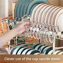 TarnorLe Double Layer Dish Drying Rack, Storage Super Large Bowl Dish Rack, Multifunctional Kitchen Countertop with Drain Pan, 304 Stainless Steel Kitchen Drying Rack, Tableware, Glass Drying Rack, 17 * 12 * 11 inches