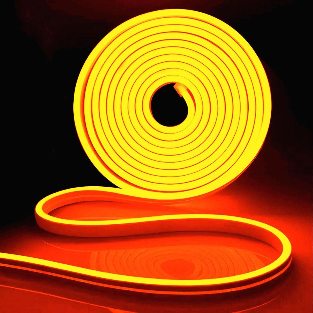 iNextStation 12V Orange LED Strip Lights 16.4FT, Flexible Silicone Neon Rope Light, Waterproof, Cuttable, Dimmable & Linkable, for Cabinet, Ceiling, Wall, Bedroom, Kitchen, Garage (No Adapter)