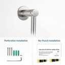 Shower Slide Bar Adjustable Handheld Shower Head Holder Wall Mount - 15inch All-Metal Shower Head Slide Bar Compatible with Bathroom Drill Free Glue Installation - Brushed