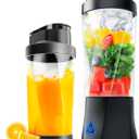 Portable Blender, Cordless, 24oz. Vessel, Personal Blender-for Shakes & Smoothies, BPA Free, Leakproof-Lid & Sip Spout, USB-C Rechargeable & Self Cleaning - Travel with 6 Sharp Blade, Black