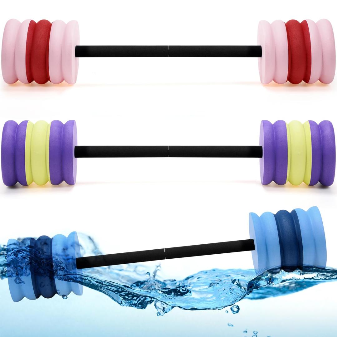 Soulchen 3 Pack Long Aquatic Exercise Dumbbells Pool Exercise Equipment Eva Foam Water Aerobics Equipment With High Density For Weight Loss Water Sport Fitness Tool(Multi-color,Medium)