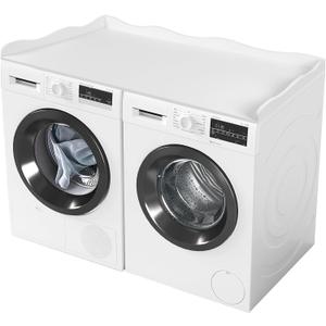 Washer Dryer Countertop,54''X27.6'' Wave Edge Wood Shelf Topper with Anti-Slip Patches,Laundry Room Washer and Dryer Laundries Hamper Counter Storage Organization (White)