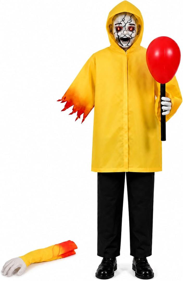 4FT Halloween Decorations Outdoor, Scary Boy Prop with Light-Up Balloon