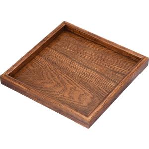 PATIKIL Wood Serving Tray 9 Inch (220mm) Outer Length, Square Decorative Platter for Home Decor Kitchen Table Candle Holder, Brown
